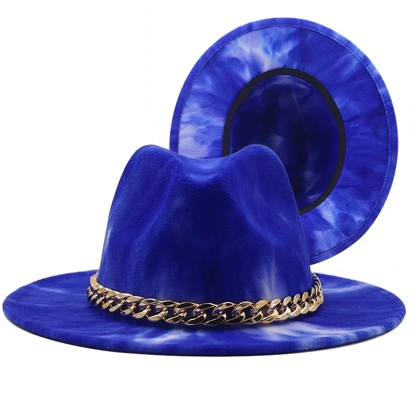 Metal Chain Colorful Brim Fedora Hat Men Women Imitation Woolen Felt Hats Women Leather Felt Hat Panama Trilby Formal Party Cap
Metal Chain Colorful Brim Fedora Hat Men Women Imitation Woolen Felt Hats Women Leather Felt Hat Panama Trilby Formal Party Cap