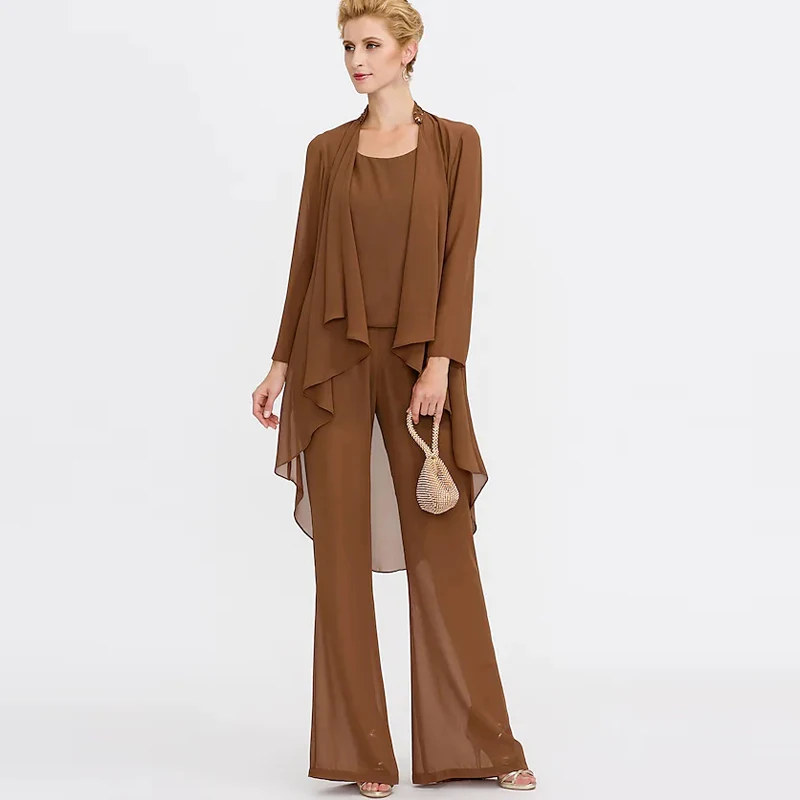 Chiffon Mother Of The Bride Dresses Plus Size 3 Pieces With Irregual Jacket Formal Pantsuits for Wedding Evening Guest Dress
Chiffon Mother Of The Bride Dresses Plus Size 3 Pieces With Irregual Jacket Formal Pantsuits for Wedding Evening Guest Dress