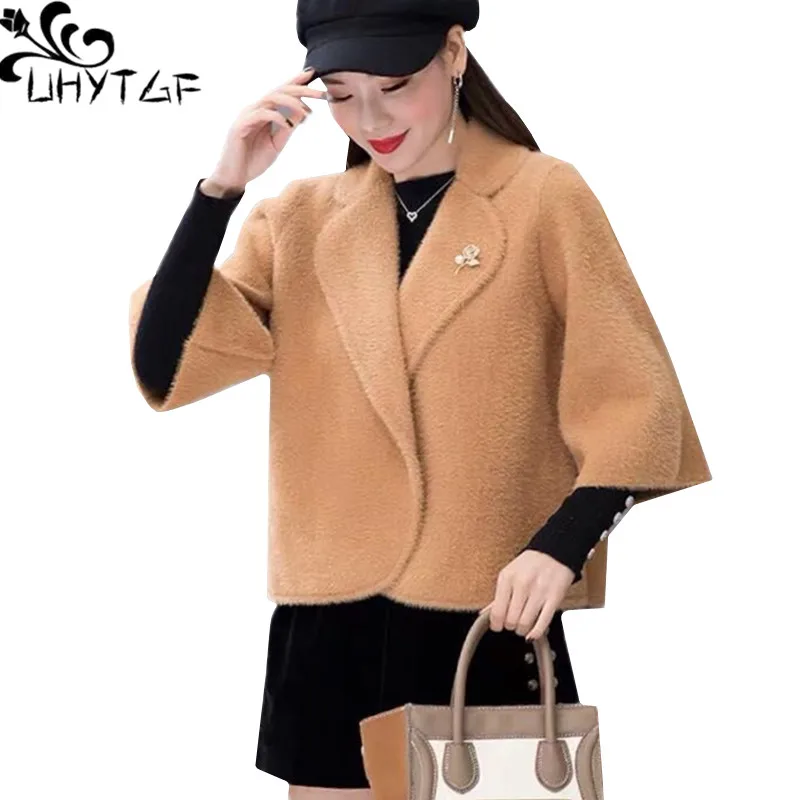 UHYTGF Mink Fleece Spring Autumn Jacket Womens Fashion Shawl Knitted Cardigan Female Short Coat Korean 3XL Loose Size Tops 1292
UHYTGF Mink Fleece Spring Autumn Jacket Womens Fashion Shawl Knitted Cardigan Female Short Coat Korean 3XL Loose Size Tops 1292