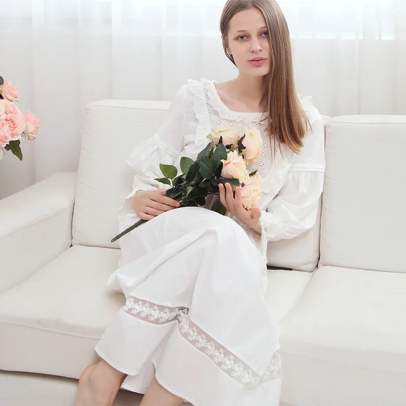 Pure Royal Memory Pure Cotton Nightgown Princess Long Sleeve Nightdress Ladies Sleepwear White Women's Nightwear AW313
Pure Royal Memory Pure Cotton Nightgown Princess Long Sleeve Nightdress Ladies Sleepwear White Women's Nightwear AW313