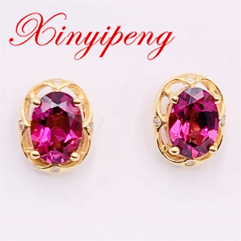Xin Yipeng Fine Gemstone Jewelry Real 18K Yellow Gold With Diamond Inlaid Natural Garnet Earring Anniversary Gift for Women
Xin Yipeng Fine Gemstone Jewelry Real 18K Yellow Gold With Diamond Inlaid Natural Garnet Earring Anniversary Gift for Women