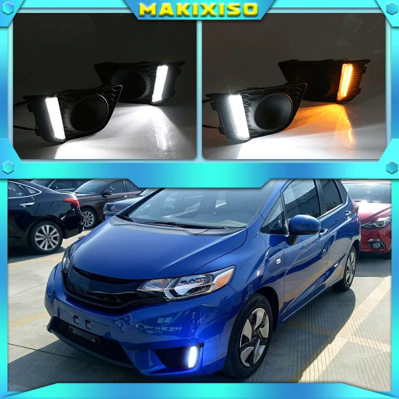 Дневные ходовые огни для Honda Jazz Fit 2014, 2015, 2016, дневные ходовые огни с указателем поворота, дневной свет, 2 шт.
Дневные ходовые огни для Honda Jazz Fit 2014, 2015, 2016, дневные ходовые огни с указателем поворота, дневной свет, 2 шт.