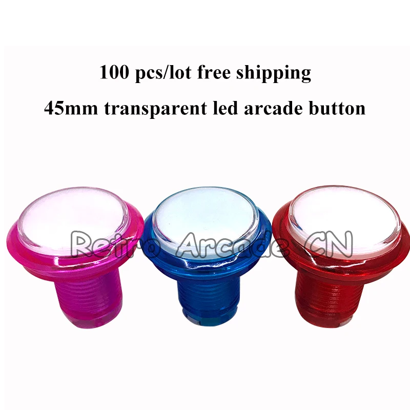 100pcs/lot 45mm Transparent illuminated LED Arcade-Cabinet-Accessories Push Button Red/ Yellow/ Blue/ Green/ White 5 Colors
100pcs/lot 45mm Transparent illuminated LED Arcade-Cabinet-Accessories Push Button Red/ Yellow/ Blue/ Green/ White 5 Colors