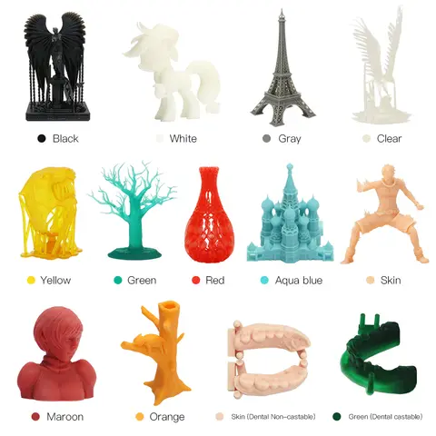 ANYCUBIC 4 unids/lote 405nm resina UV para impresora 3D LCD resina de fotopolímero líquido impresión 3D actualización de resina 1kg