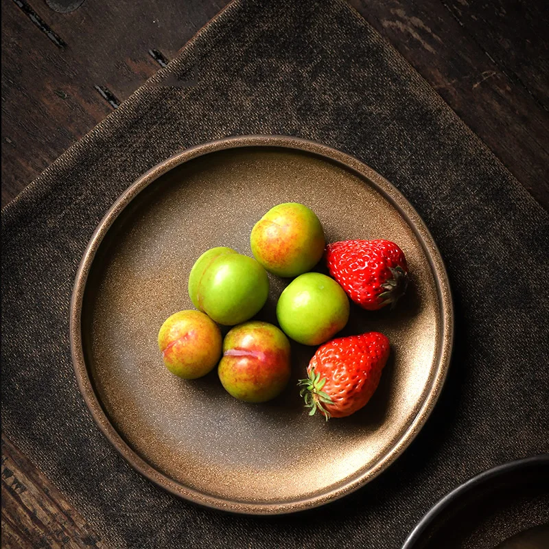 PINNY Retro Ceramic Gold Glaze Teapot Tray Vintage Japanese Style Kung Fu Tea Accessories Pigmented Fruit Tray
PINNY Retro Ceramic Gold Glaze Teapot Tray Vintage Japanese Style Kung Fu Tea Accessories Pigmented Fruit Tray