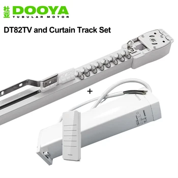 Dooya 커튼 모터, DT82TV 5 와이어 모터, RS485, 건식 접촉, RF433 제어, 맞춤형 커튼 트랙, 원격 제어, 처마 장식 레일