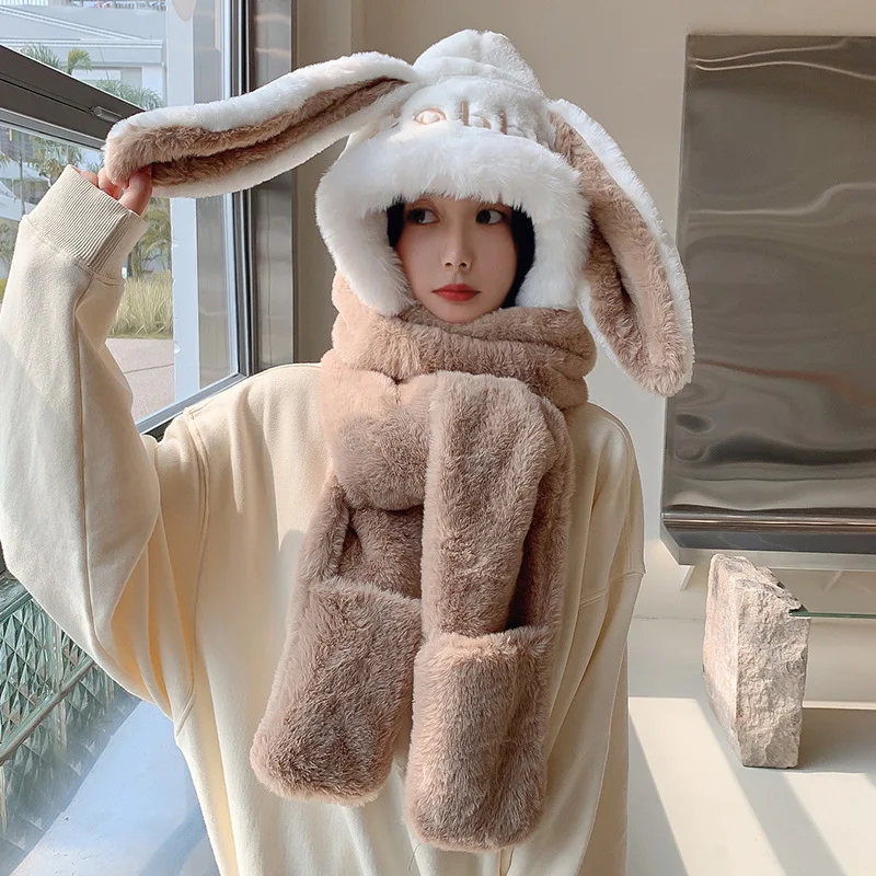 Winter Ladies Scarf Gloves Hat One-Piece Three-Piece Cute Rabbit Outdoor Women Riding Plus Velvet Thickening Keep Warm
Winter Ladies Scarf Gloves Hat One-Piece Three-Piece Cute Rabbit Outdoor Women Riding Plus Velvet Thickening Keep Warm