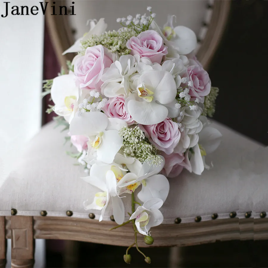 JaneVini 2020 Romantic Bridal Waterfall Artifical Flowers Phalaenopsis Vintage Pink Silk Roses Wedding Bouquets Ramos De Flores
JaneVini 2020 Romantic Bridal Waterfall Artifical Flowers Phalaenopsis Vintage Pink Silk Roses Wedding Bouquets Ramos De Flores