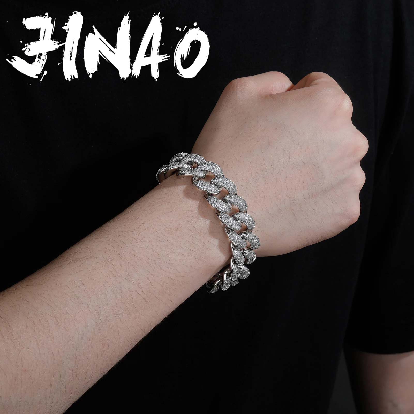 JINAO 18mm European and American Style Iced Out AAA+ CZ Spring Buckle Bracelet High Quanlity Simple Jewelryfor Men And Women
JINAO 18mm European and American Style Iced Out AAA+ CZ Spring Buckle Bracelet High Quanlity Simple Jewelryfor Men And Women