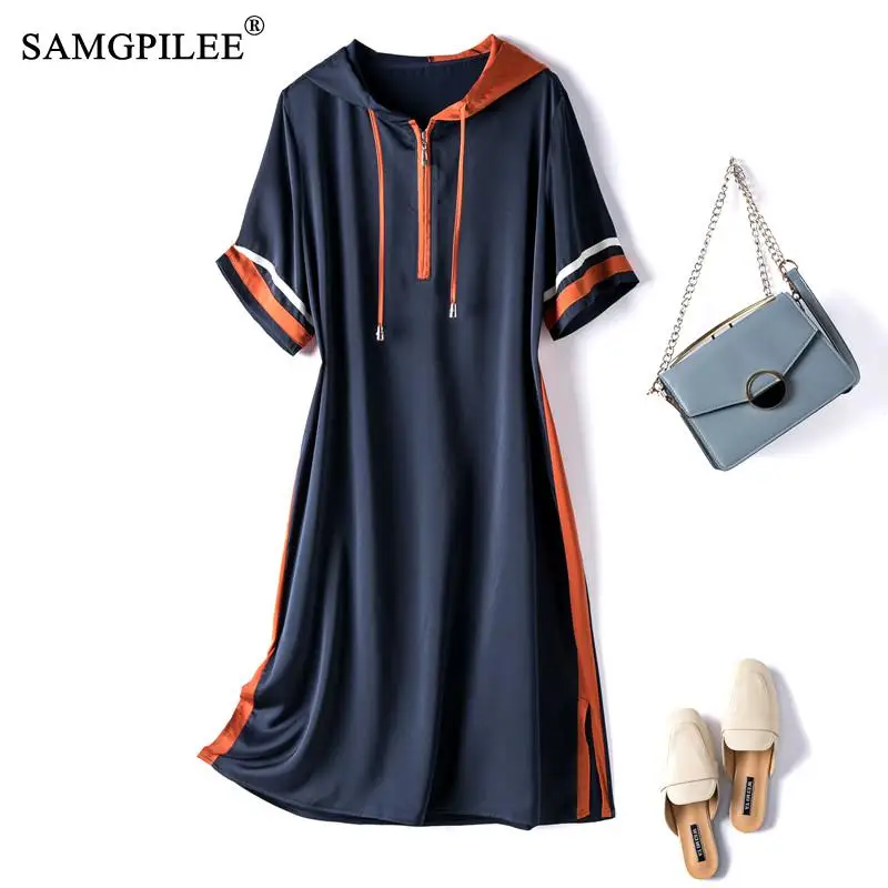 Summer Women Clothing 2022 New Fashion Korean Style Side Stitching Acetate Fabric Hooded Collar Short-sleeved Dresses
Summer Women Clothing 2022 New Fashion Korean Style Side Stitching Acetate Fabric Hooded Collar Short-sleeved Dresses