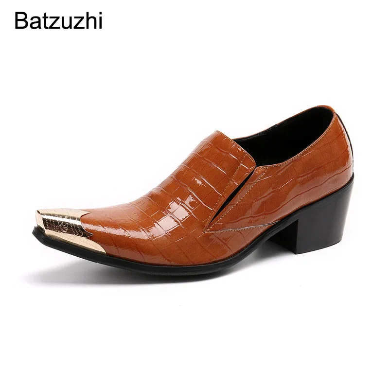 Batzuzhi 6.5cm High Heels Men's Shoes Pointed Metal Toe Genuine Leather Dress Shoes Men Brown Business, Party and Wedding!
Batzuzhi 6.5cm High Heels Men's Shoes Pointed Metal Toe Genuine Leather Dress Shoes Men Brown Business, Party and Wedding!