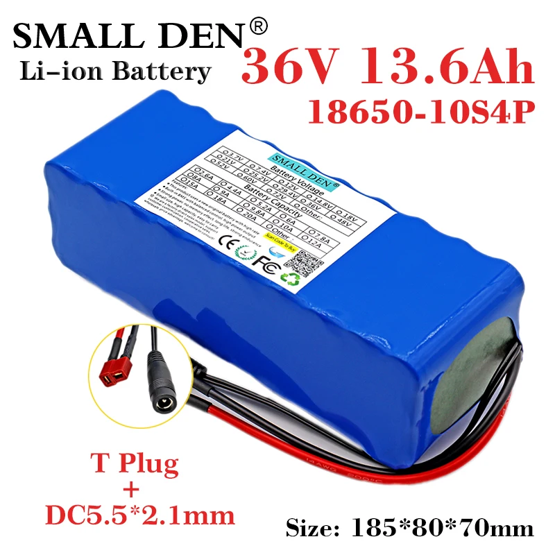 36V 13.6Ah 18650 Lithium Battery pack 10S4P 13600mAh High capacity ebike Same port 500W High power 42V Electric Bicycle Scooter
36V 13.6Ah 18650 Lithium Battery pack 10S4P 13600mAh High capacity ebike Same port 500W High power 42V Electric Bicycle Scooter