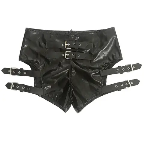 New Women Black Bandage Patent Leather Elastic Shorts Ds Performance Clothes Sexy Nightclub Dance Clothes