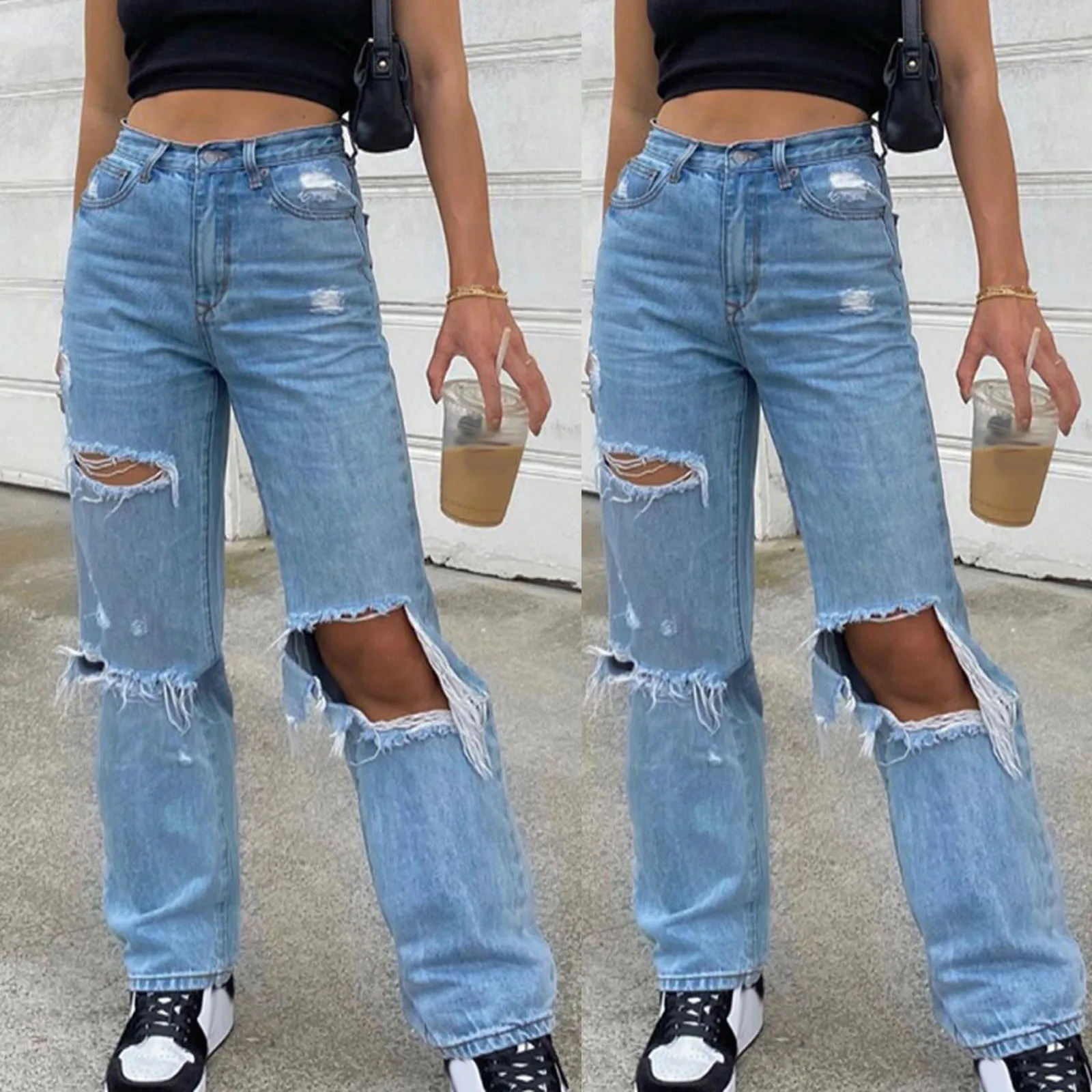 LIBIELIY Women Button High Waist Pocket Elastic Hole Jeans Trousers Loose Denim Pants Harajuku Wide Leg Denim Clothing Blue
LIBIELIY Women Button High Waist Pocket Elastic Hole Jeans Trousers Loose Denim Pants Harajuku Wide Leg Denim Clothing Blue