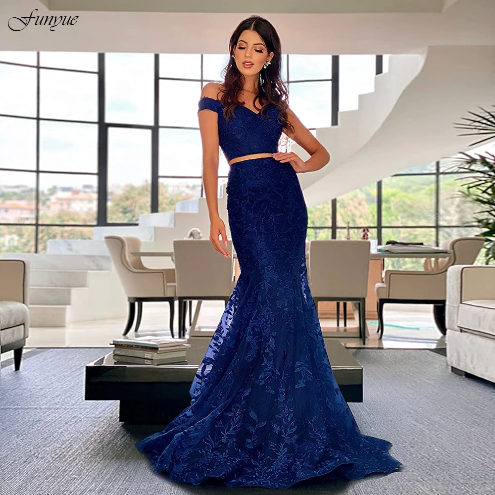 Funyue Two Pieces Mermaid Prom Dress 2022 New Off Shoulder Lace Evening Dresses Long Royal Blue Formal Party Gowns Abendkleider
Funyue Two Pieces Mermaid Prom Dress 2022 New Off Shoulder Lace Evening Dresses Long Royal Blue Formal Party Gowns Abendkleider
