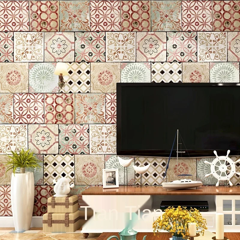 Bohemian style wallpaper Thai national style waterproof imitation tile Mediterranean TV background wallpaper
Bohemian style wallpaper Thai national style waterproof imitation tile Mediterranean TV background wallpaper