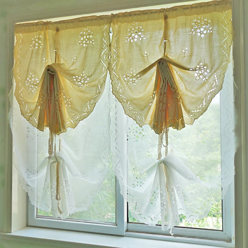 Pastoral Natural Linen Pasted Roman Curtains for Kitchen Double Layers Semi-Blackout Lift Curtain Hollow Out Balloon Drapes
Pastoral Natural Linen Pasted Roman Curtains for Kitchen Double Layers Semi-Blackout Lift Curtain Hollow Out Balloon Drapes