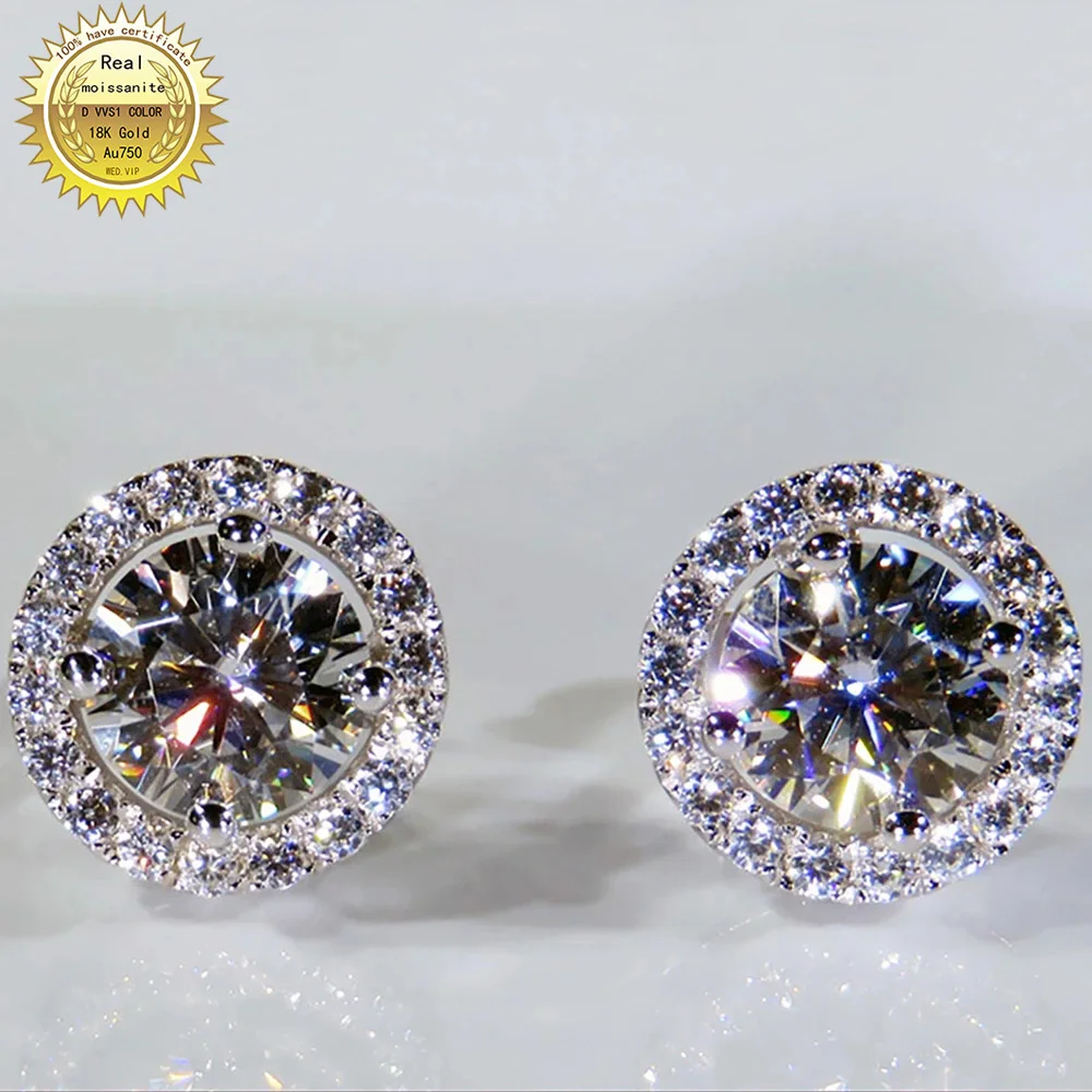 18K Au750 White Gold Women Stud Earrings Moissanite Diamonds 2 Carat Round Elegant Wedding Party Engagement Anniversary Trendy
18K Au750 White Gold Women Stud Earrings Moissanite Diamonds 2 Carat Round Elegant Wedding Party Engagement Anniversary Trendy