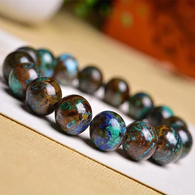Genuine Natural Azurite Strong Power Green Blue Bracelet 13mm Round Beads Woman Men Azurite Bracelet 
Genuine Natural Azurite Strong Power Green Blue Bracelet 13mm Round Beads Woman Men Azurite Bracelet