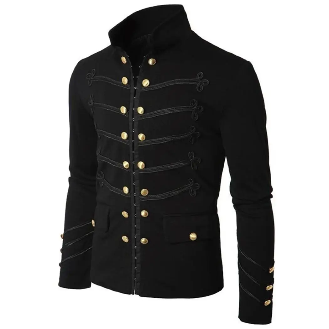 Vintage Mens Gothic Steampunk Military Parade Jacket Slim Fit Tunic Rock Black Army Coat Long Sleeve Men Jackets
Vintage Mens Gothic Steampunk Military Parade Jacket Slim Fit Tunic Rock Black Army Coat Long Sleeve Men Jackets