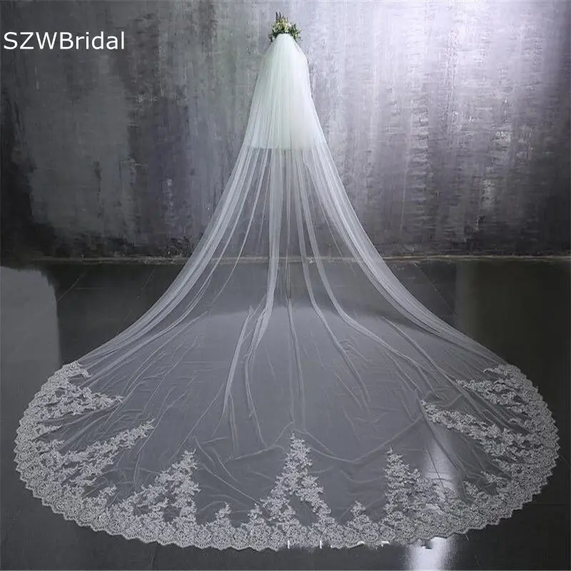 New Arrival Two Layers Cathedral Wedding Veil with Comb Lace Appliques Bridal Veils Wedding accessories
New Arrival Two Layers Cathedral Wedding Veil with Comb Lace Appliques Bridal Veils Wedding accessories