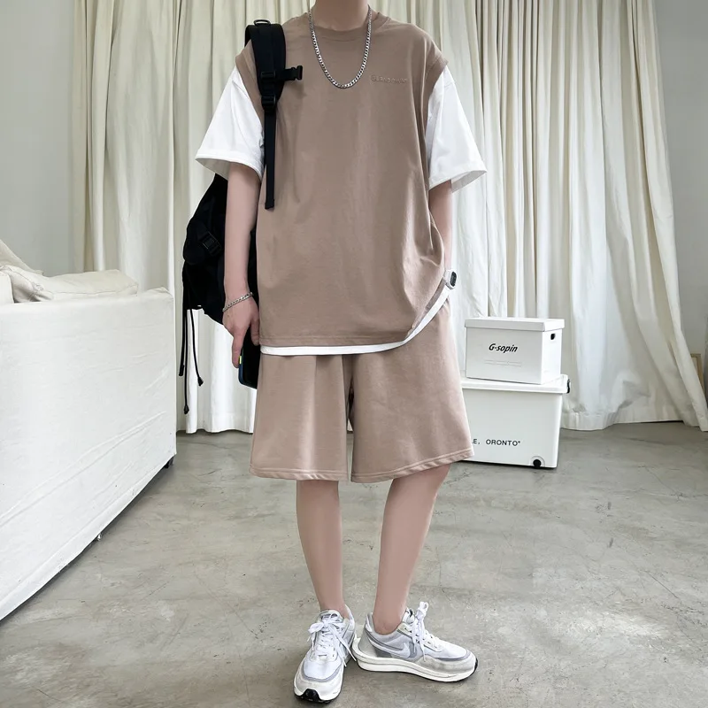 2023 Men's T-Shirt Hong Kong style new fake two short-sleeved T shirt suit men loose leisure sports two piece men
2023 Men's T-Shirt Hong Kong style new fake two short-sleeved T shirt suit men loose leisure sports two piece men