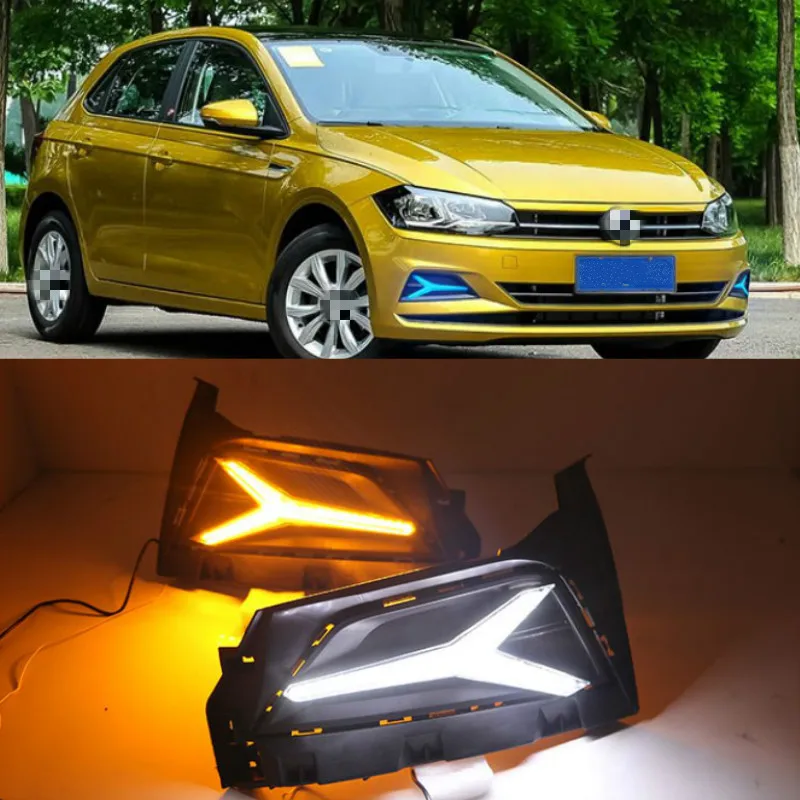 1 Pair Car DRL LED Daytime Running Light Fog Lamp Sequential Yellow Turn Signal Function 12V For Volkswagen Polo 2018 2019
1 Pair Car DRL LED Daytime Running Light Fog Lamp Sequential Yellow Turn Signal Function 12V For Volkswagen Polo 2018 2019