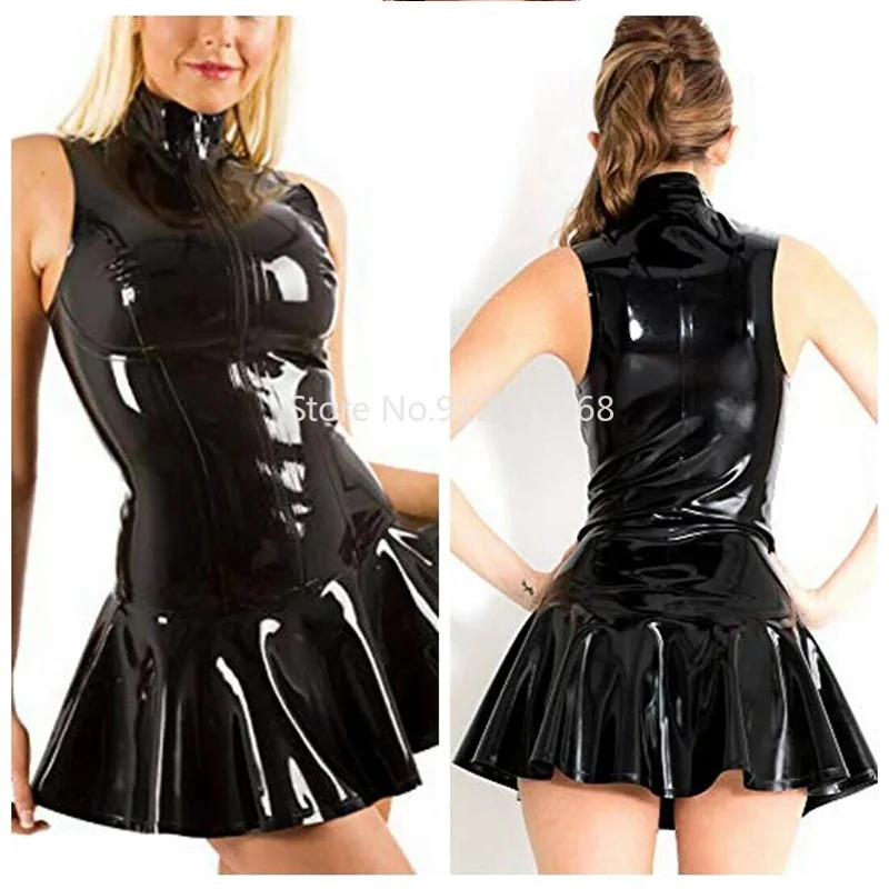 Handmade Sleeveless Black Latex Rubber Dresses with Front Zippers Mini Skirts for Women Club Wear Party Customized
Handmade Sleeveless Black Latex Rubber Dresses with Front Zippers Mini Skirts for Women Club Wear Party Customized