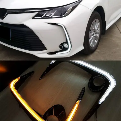 Car LED DRL Daytime Running Light Yellow Turn Signal 12V Fog Lamp Decoration Bumper Light For Toyota Corolla 2019 2020 2021 2022