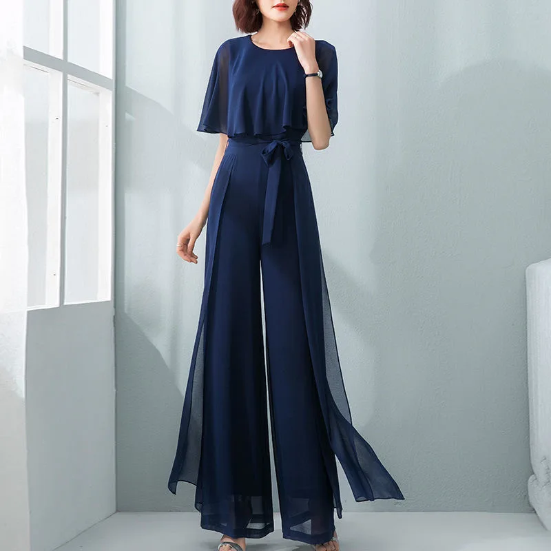 Women Jumpsuits Rompers Summer Casual Solid O-neck Overalls Jumpsuit Short Sleeve Belt Wide Leg Loose Elegant Chiffon M-3XL
Women Jumpsuits Rompers Summer Casual Solid O-neck Overalls Jumpsuit Short Sleeve Belt Wide Leg Loose Elegant Chiffon M-3XL