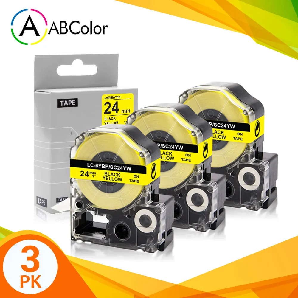 3PK Compatible for Epson SC24YW LC6YBP Tape 24mm Label Tape Black on Yellow For Epson King Jim Printer LW-700 LW-900P LW-Z710
3PK Compatible for Epson SC24YW LC6YBP Tape 24mm Label Tape Black on Yellow For Epson King Jim Printer LW-700 LW-900P LW-Z710