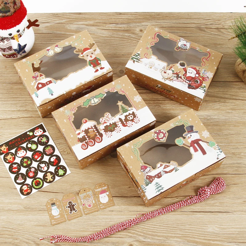 24 Pieces Cartoon kraft Paper Christmas Gift Packaging Box Transparent Window PVC Baking Dessert Packaging Box Folding Box
24 Pieces Cartoon kraft Paper Christmas Gift Packaging Box Transparent Window PVC Baking Dessert Packaging Box Folding Box