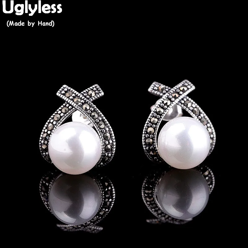 Uglyless Exotic Thai Silver Cross Stud Earrings for Women 925 Silver Earrings Gemstones Pearl Chalcedony Brincos Jewelry E1453
Uglyless Exotic Thai Silver Cross Stud Earrings for Women 925 Silver Earrings Gemstones Pearl Chalcedony Brincos Jewelry E1453