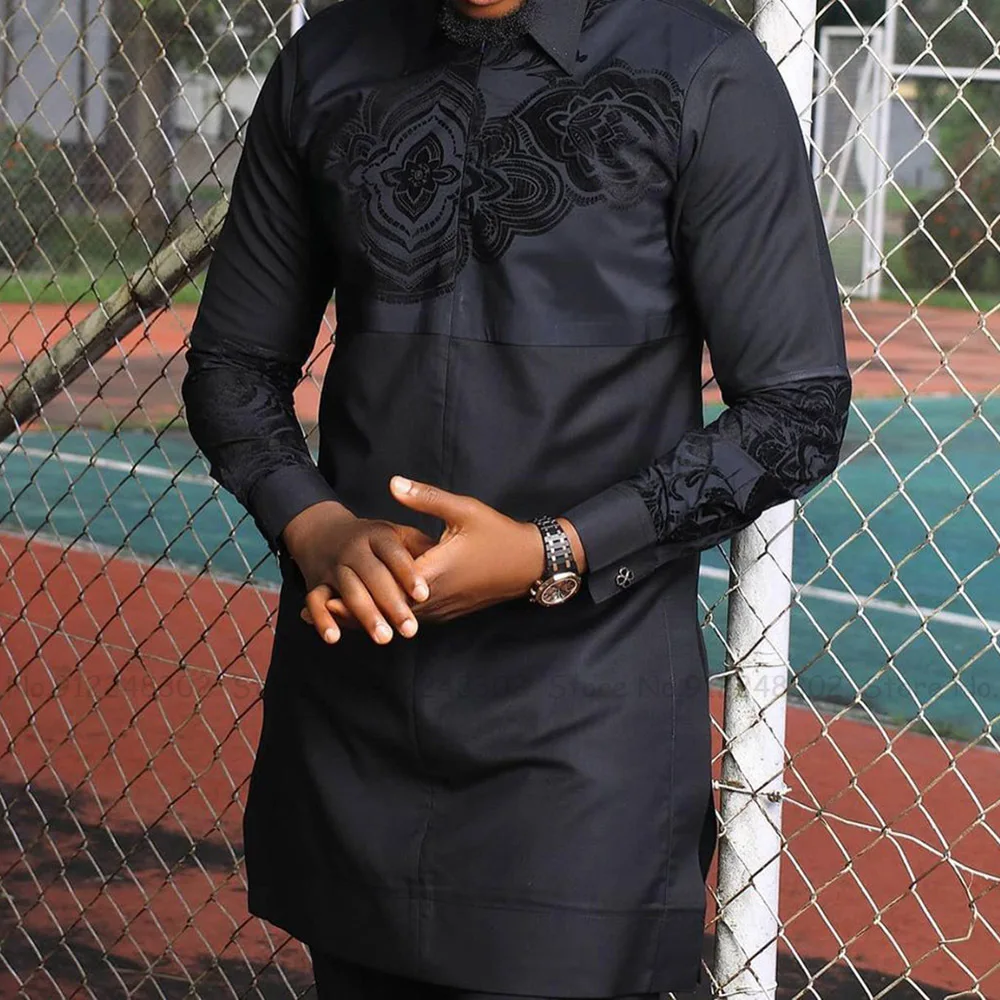 African Fashion Bazin Dashiki Ethnic Men Black T-Shirt Print Long Sleeve Tee Tops Muslim Islamic Turkish Male Robes Plus Size
African Fashion Bazin Dashiki Ethnic Men Black T-Shirt Print Long Sleeve Tee Tops Muslim Islamic Turkish Male Robes Plus Size