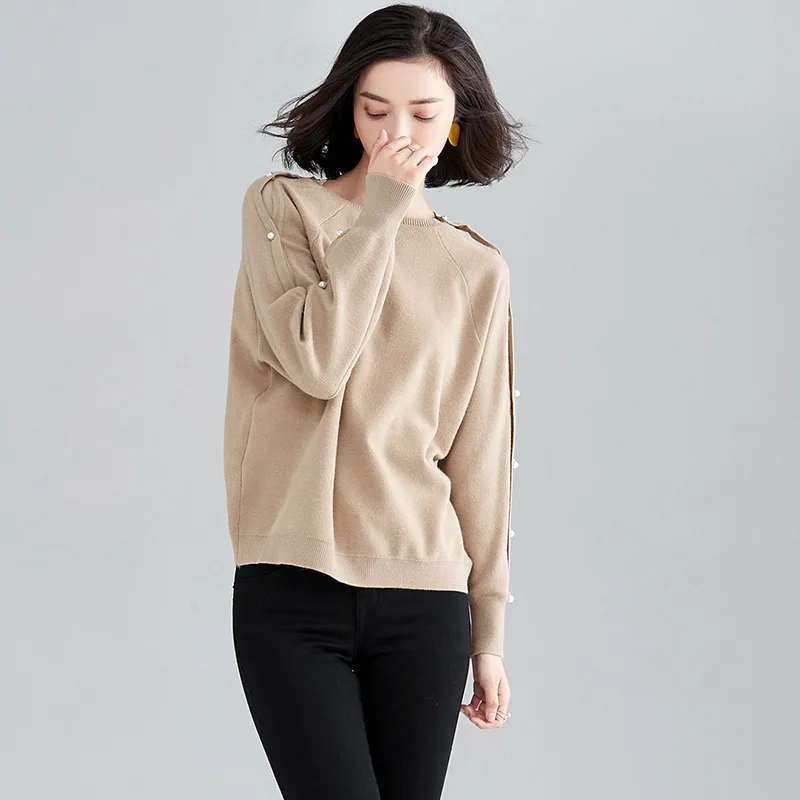 Nail Pearl Autumn Winter Pullover Sweater Women's Pure Color Loose Knitted Bottom Sweaters Long Sleeve Round Collar Tops H9381
Nail Pearl Autumn Winter Pullover Sweater Women's Pure Color Loose Knitted Bottom Sweaters Long Sleeve Round Collar Tops H9381
