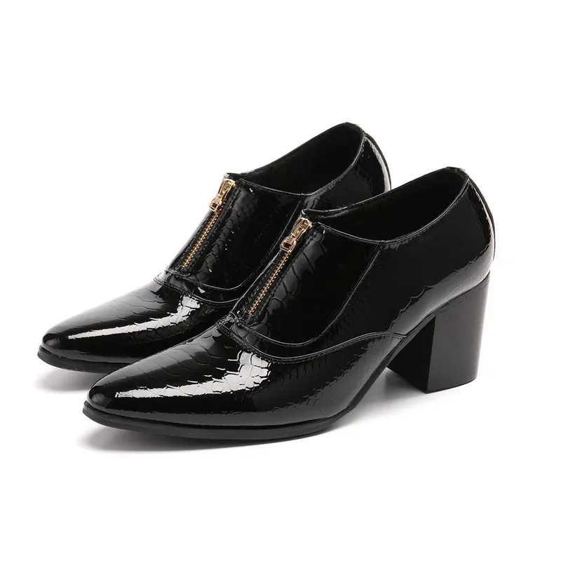 Spring Summer Snake Skin Leather Shiny High Heels Mens Dress Wedding Office Formal Shoes Handmade Front Zipper Chaussure Homme
Spring Summer Snake Skin Leather Shiny High Heels Mens Dress Wedding Office Formal Shoes Handmade Front Zipper Chaussure Homme