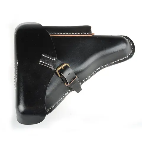 WWII GERMAN ELITE MILITARY BLACK OFFICER LEATHER LUGER P08 HARDSHELL HOLSTER