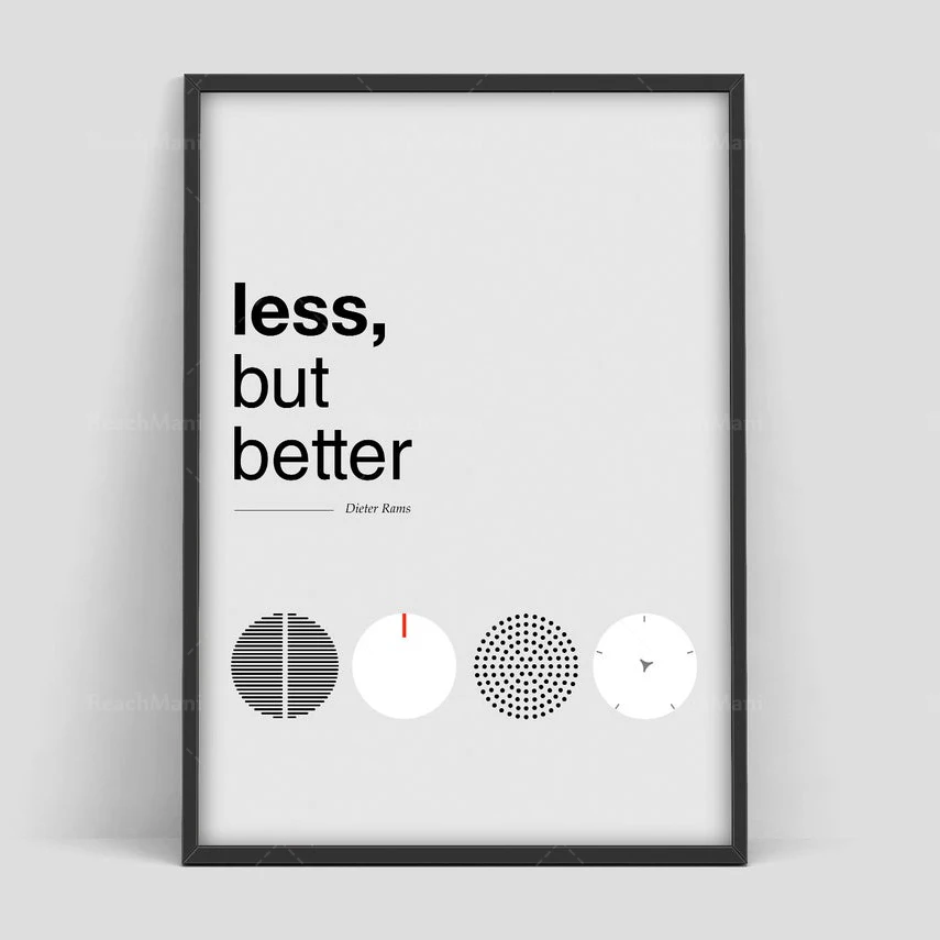 Dieter Rams poster, less but more, design quote, Dieter Rams Braun print, Braun art
Dieter Rams poster, less but more, design quote, Dieter Rams Braun print, Braun art