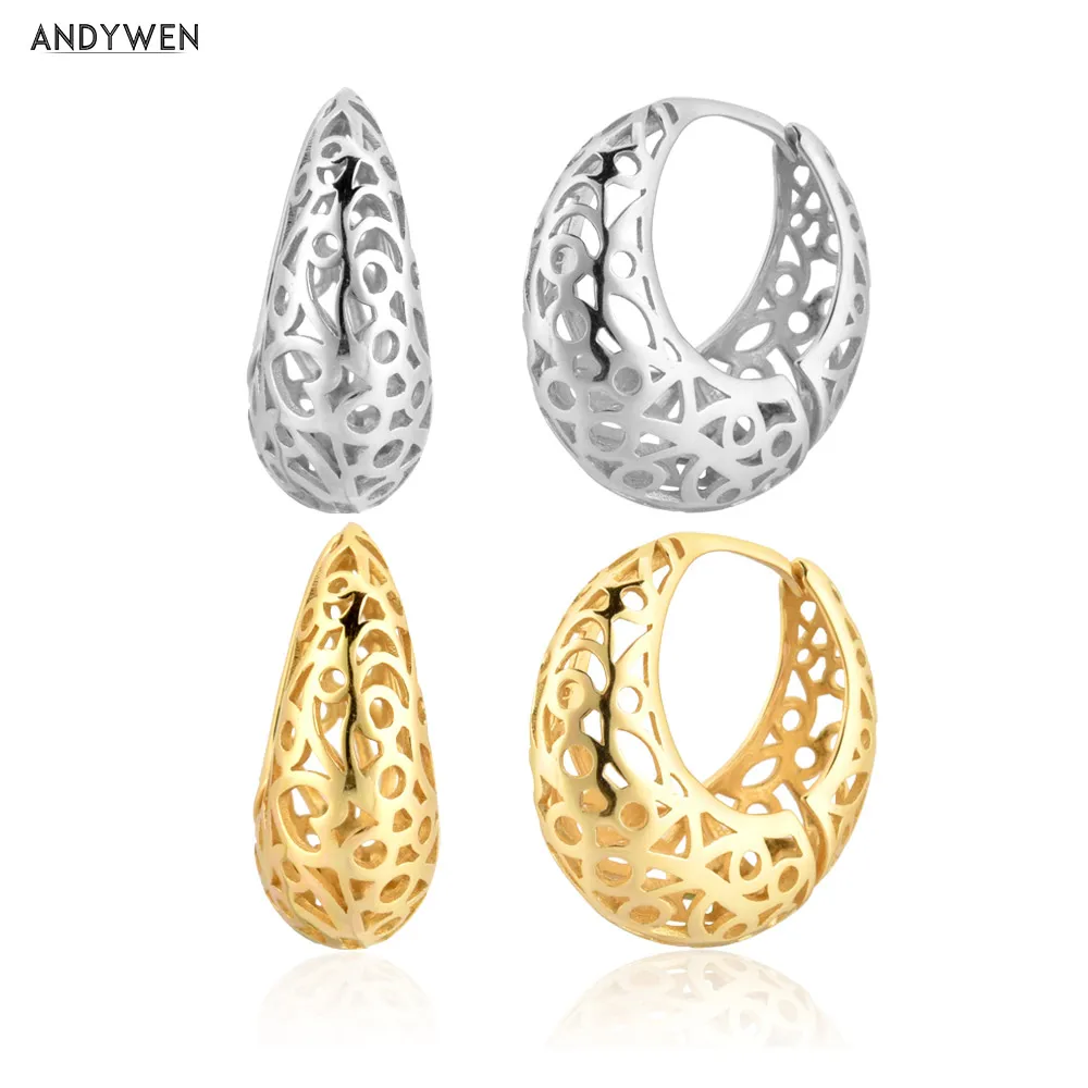 ANDYWEN 925 Sterling Silver Gold Openwork Big Hoops Piercing Clips Earring Rock Punk Wedding Gift Circle Party Luxury Loops
ANDYWEN 925 Sterling Silver Gold Openwork Big Hoops Piercing Clips Earring Rock Punk Wedding Gift Circle Party Luxury Loops