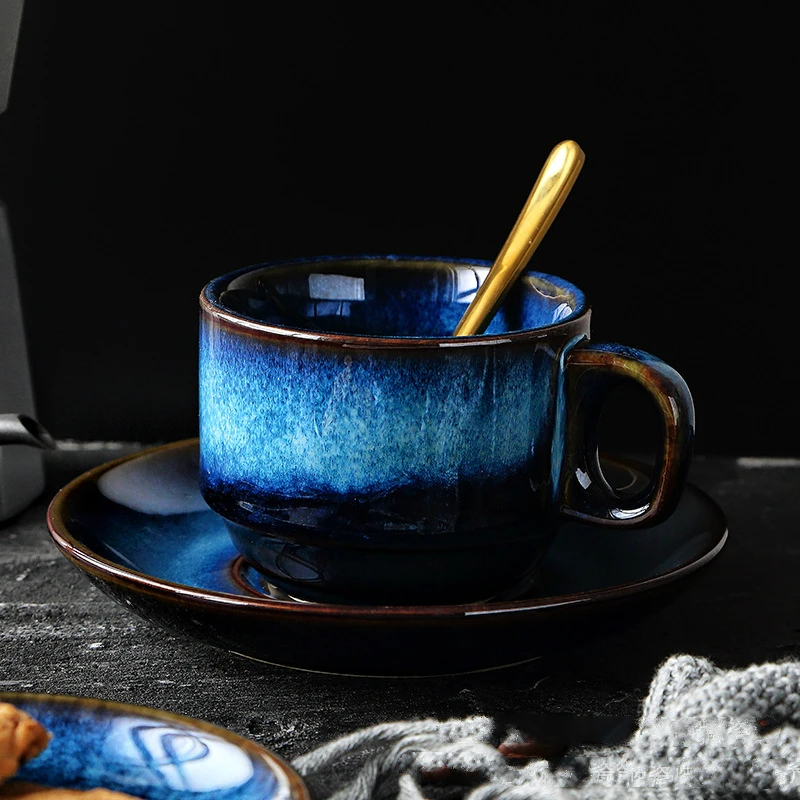 Fashionable porcelain craftsman ceramic coffee cup and dish set creative breakfast cup afternoon tea Japanese simple Blue
Fashionable porcelain craftsman ceramic coffee cup and dish set creative breakfast cup afternoon tea Japanese simple Blue