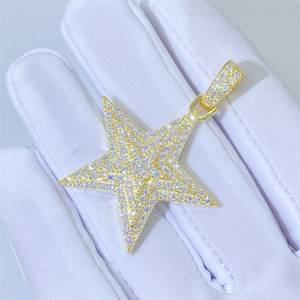 Hot Sale Hiphop Star Moissanite Pendant for Men Fine Jewlery 925 Sterling Silver Bling Iced Out Necklace Hip Hop Pendant Gift
Hot Sale Hiphop Star Moissanite Pendant for Men Fine Jewlery 925 Sterling Silver Bling Iced Out Necklace Hip Hop Pendant Gift