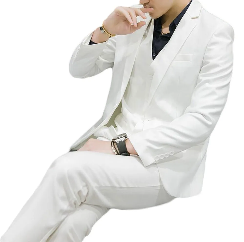 (Jacket+Pant +vest) White Mens Suits Groom Wear Tuxedos 3 Piece Plus Size Wedding Suits Groomsmen Formal Business Suit For Men
(Jacket+Pant +vest) White Mens Suits Groom Wear Tuxedos 3 Piece Plus Size Wedding Suits Groomsmen Formal Business Suit For Men