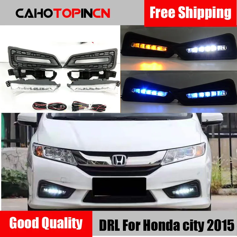 Original design LED daytime Running Lights for Honda City 2015 2016 fog lamp cover drl with yellow turn signal light car styling
Original design LED daytime Running Lights for Honda City 2015 2016 fog lamp cover drl with yellow turn signal light car styling