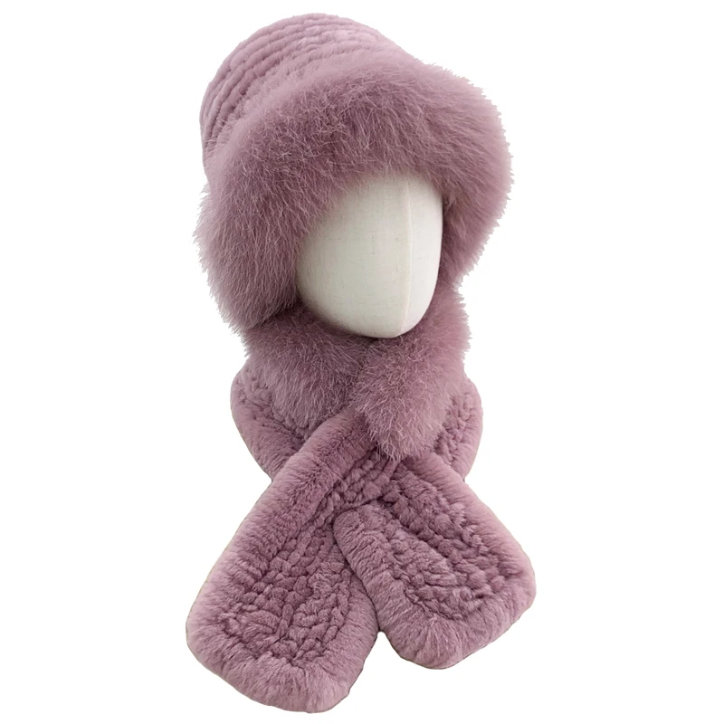 Women Winter Warm Real Rex Rabbit Fur Hat and Scarf with Genuine Fox Fur Trimmed Fluffy Caps
Women Winter Warm Real Rex Rabbit Fur Hat and Scarf with Genuine Fox Fur Trimmed Fluffy Caps
