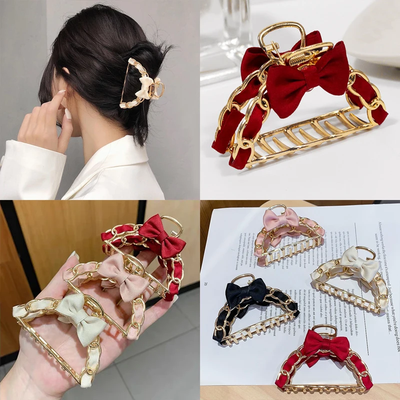 Hair Claw Elegent Girl Large Metal Claw Clip For Thick Hair With Small Bow Korean Style For Women
Hair Claw Elegent Girl Large Metal Claw Clip For Thick Hair With Small Bow Korean Style For Women