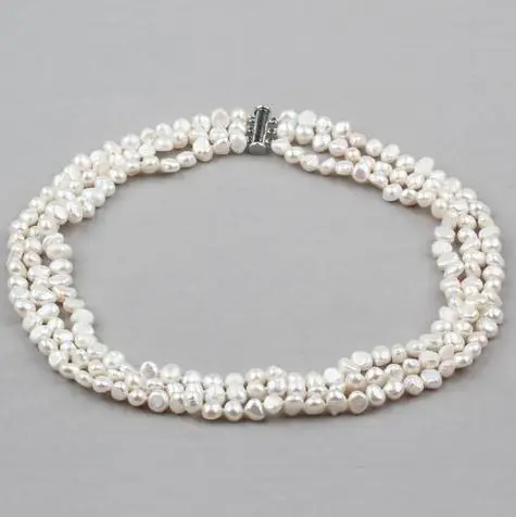 New Arrival Baroque Pearl Necklace 3Rows White Color Genuine Freshwater Pearl Choker Necklace Strands Fine Jewelry Women Gift
New Arrival Baroque Pearl Necklace 3Rows White Color Genuine Freshwater Pearl Choker Necklace Strands Fine Jewelry Women Gift