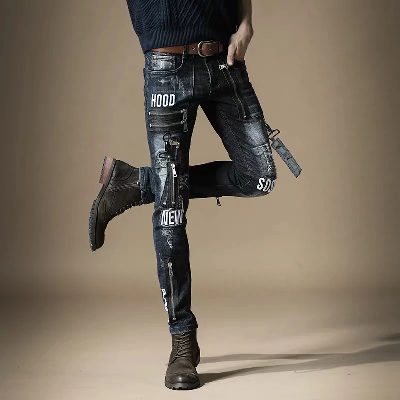 Free Shipping New 2020 men's male jeans brand slim European tide brand Slim hole metal punk style hip hop denim trousers pants
Free Shipping New 2020 men's male jeans brand slim European tide brand Slim hole metal punk style hip hop denim trousers pants
