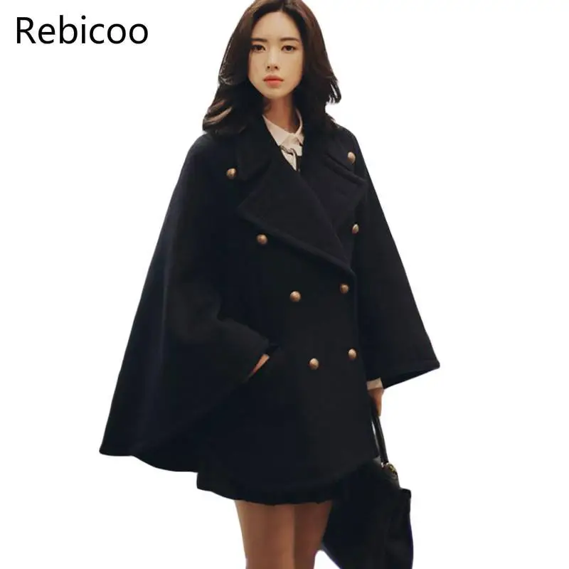 Women's Turn-down Collar Woolen Cape Coat Classic Double Breasted Poncho Jacket Mujer Warm Cloak Trench Coat Full Sleeve
Women's Turn-down Collar Woolen Cape Coat Classic Double Breasted Poncho Jacket Mujer Warm Cloak Trench Coat Full Sleeve