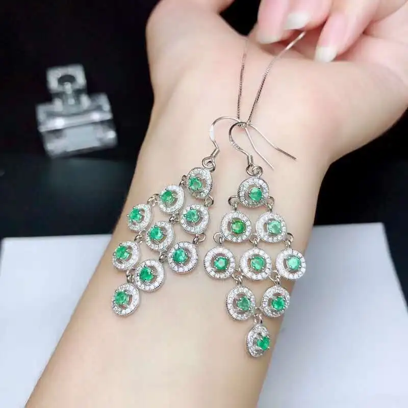Real Natural Emerald Earring Real 925 Silver sterling Fine Charm Jewelry for Women Wedding Party Earring
Real Natural Emerald Earring Real 925 Silver sterling Fine Charm Jewelry for Women Wedding Party Earring