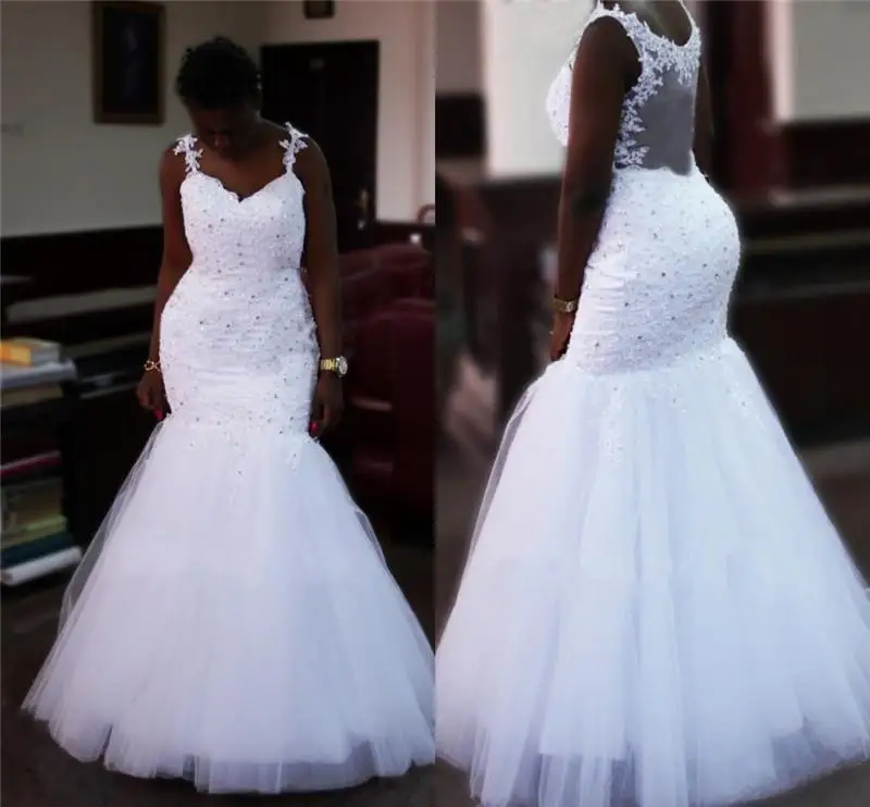 Mermaid Wedding Dresses 2020 Lace Appliques With Crystal Beading Customized Black Women Bridal Bride Wedding Gowns African Style
Mermaid Wedding Dresses 2020 Lace Appliques With Crystal Beading Customized Black Women Bridal Bride Wedding Gowns African Style